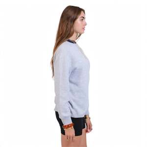 เสื้อสเวตเชิ้ตผู้หญิงทรงโอเวอร์ไซส์ คอกลม มีซับใน สีเทาล้วน ผ้าโพลีเอสเตอร์/คอตตอนผสม สไตล์ลำลอง แขนยาว ทอแบบทอผ้า สไตล์ฤดูใบไม้ร่วง - Product Image 2