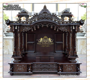 Madera de teca de estilo indio del Sur tallada Pooja Mandir madera de teca tallada diseñador Pooja Mandir Templo de talla profunda de gama alta para HomeUSA - Product Image 6