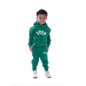 Ensemble de survêtement d'hiver pour enfants, streetwear écologique, 100% coton, polaire à capuche, 2 pièces, personnalisable, unisexe - Product Image 4