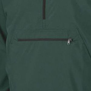 Dark Green Women Pack able Hooded Pullover Windbreaker with <b>Pink</b> Letter Patch Lightweight Half Zip Outdoor Casual <b>Jacket</b> Wear - Product Image 5