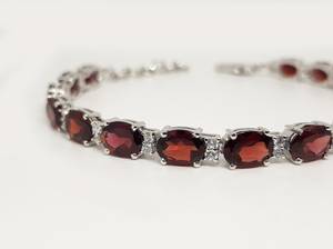 Natural Garnet Tennis <b>Bracelet</b> 925 Sterling <b>Silver</b> January Birthstone Gemstone Jewelry Handmade Gift For Women - Product Image 2