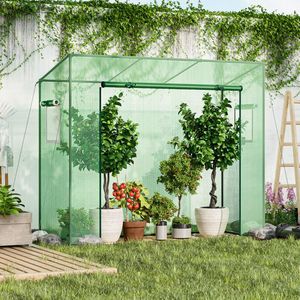 Serra Portatile da Esterno con Telaio in Metallo Resistente, Copertura in PE e Porta Avvolgibile con Cerniera per Giardini - Product Image 1