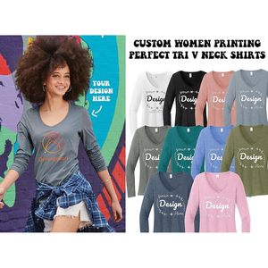 Camisetas Personalizadas de Manga Larga con Cuello en V para Mujer, Diseño Dt135, Blusas y Camisas Perfectas - Product Image 4