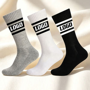 Chaussettes de sport personnalisées en coton respirant, chaussettes de compression de la cheville absorbant la transpiration pour le basketball, adultes, automne, blanc, noir, gris - Product Image 1