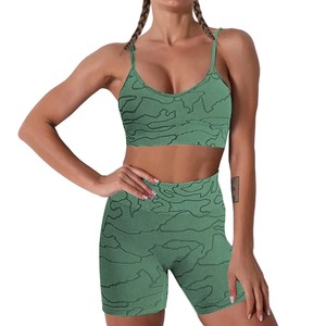 Conjunto de Yoga de 2 Piezas de Cintura Alta, Suave y Elástico, Transpirable, Cómodo, de Spandex/Nylon, para Mujer, Marca Privada - Product Image 1