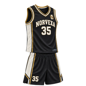 Custom <b>Mens</b> <b>Navy</b> Red Basketball Uniform Set V Neck Sleeveless Jersey & <b>Shorts</b> Pinstripe Print Team Name Number Wholesale Apparel - Product Image 1