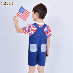 Conjunto de Pantalones Cortos sin Mangas para Bebés, con Bordado Patriótico de Cachorro, Cierre de Botones, Retardante de Llama, para el 4 de Julio, ODM OEM 100% - Product Image 5