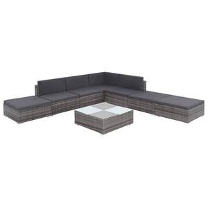 Ensemble de salon de jardin en polyrotin gris, 8 pièces, avec coussins, mobilier d'extérieur, sièges de style moderne pour terrasse de jardin - Product Image 4