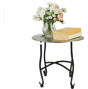 Modern Silver Metal Side <b>Table</b> with Black Iron Legs Luxury <b>End</b> <b>Table</b> for Living Room Contemporary <b>Sofa</b> Side <b>Table</b> - Product Image 3