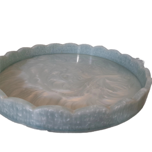 Plateau rond en marbre acrylique décoratif de concepteur moderne fabriqué à la main pour des occasions de mariage paquet d'une seule pièce - Product Image 1