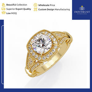 Anillos de Diamantes Solitarios de Plata de Ley 925 Hechos a Mano con Excelente Claridad VVS y Baño de Oro, de Fabricante de Origen en India - Product Image 4