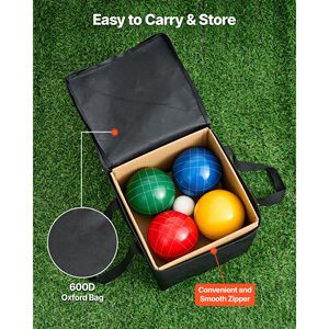 Set di Bocce con 8 Palline in Resina, Pallino 107 mm Rosso/Verde/Blu/Giallo 4 Colori, 2 Borse per il Trasporto e Corda di Misurazione, Giochi da Spiaggia - Product Image 5