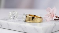 Anillo de Compromiso con Corte Brillante Redondo para Hombre, Diamante Cultivado en Laboratorio, Chapado en Oro de 14 Quilates, Regalo de Aniversario de Bodas, Anillo Solitario