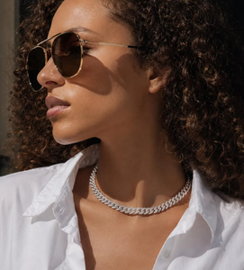 Collar de Cadena Cubana Orelia Luxe para Niños, de Plata de Ley 925 con Moissanita, Corte Brillante y Engaste de Garra, Joyería de Regalo - Product Image 6