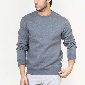 <b>Men's</b> <b>Grey</b> Crew Neck <b>Sweatshirt</b> Regular Fit Knitted Long Sleeve Solid Color Casual Autumn Style 100% Cotton Pullover - Product Image 1