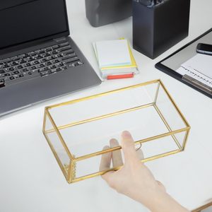 Metal & Glass Storage Boxes With Golden Frame For Jewelry Organizer And Decorative Use Handmade Glass Jewelry Box 8x5x2.5 Inches - Product Image 3