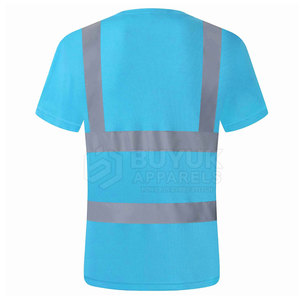 เสื้อทำงานนิรภัยแขนสั้น ระบายอากาศ แห้งเร็ว มองเห็นได้ชัดเจน ผลิตจากโพลีเอสเตอร์ 100% สำหรับงานจราจร - Product Image 3