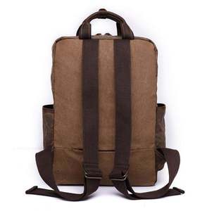 Vintage <b>Canvas</b> <b>Backpack</b> Unisex Softback 20-37L Zipper Closure Functional Daily Use Arcuate Shoulder Strap - Product Image 3
