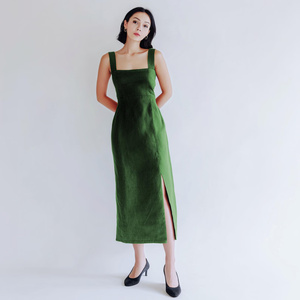 Robe longue sans manches à nouer dans le dos, taille plus, avec poches latérales, élégante et décontractée, pour le printemps et l'été, pour femmes - Product Image 1