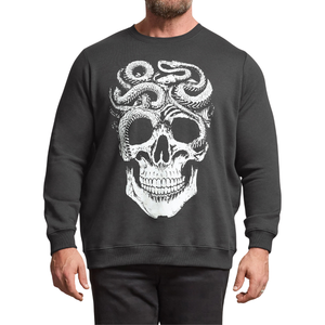 Plus Size <b>Men's</b> Plaid Anti-Shrink Knitted <b>Sweatshirt</b> Big & Tall Ebony <b>Grey</b> - Product Image 5