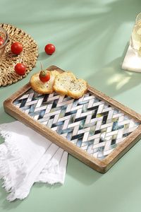 NEHA ENTERPRISES NE-165 Handmade Wooden Enamel Printed Modern <b>Storage</b> Serving <b>Tray</b> Dishwasher Safe Decorative Tabletop Organizer - Product Image 3