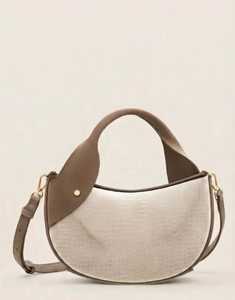 Minimalist Panelled <b>Crossbody</b> <b>Bag</b> Animal Prints Black White Genuine Leather Detachable Strap Zipper Closure Large Capacity <b>Hobo</b> - Product Image 4
