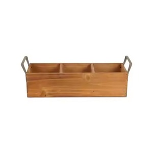 Wooden <b>Caddy</b> Rectangular Storage Box With 3 Compartments Handmade Rustic Design For Living Room Sundries <b>Caddy</b> - Product Image 3