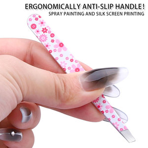 Pinzas para Cejas con Punta Inclinada y Estampado Floral, Pinzas para Pestañas con Logotipo Personalizado, Venta Directa de Fábrica - Product Image 4