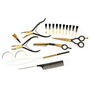 Kit d'outils professionnels de haute qualité en acier inoxydable pour extensions de cheveux, pince à sertir à 2 trous, 12 pinces à cheveux, outil de séparation des cheveux, mini - Product Image 1