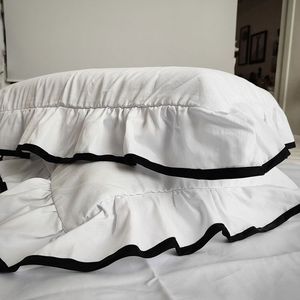 Housse de coussin carrée en lin et soie, blanche, à volants, avec fermeture éclair, pour canapé, lit, hôtel, logo personnalisé, 100% coton. - Product Image 2