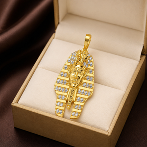 Trendy Vintage Charms 10K <b>Gold</b> Iced Custom Egyptian Pharaoh <b>Pendants</b> Custom Lab Grown Diamond Luxury Fashion Unisex Jewelry Gift - Product Image 4