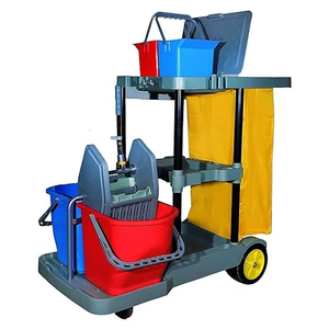 Commercial Grade Lightweight Cleaning Trolley Three Buckets Fold-Away Waste Bin <b>Mop</b> Press Heavy Duty Wheels Easy Household - Product Image 1