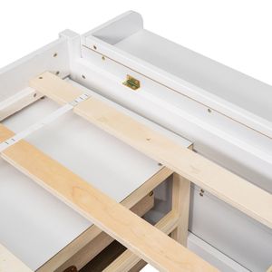 <b>White</b> Full Bed with Up-Holstered <b>Bookcase</b> Headboard Underbed Storage Drawers Bed End Storage Case - Product Image 6