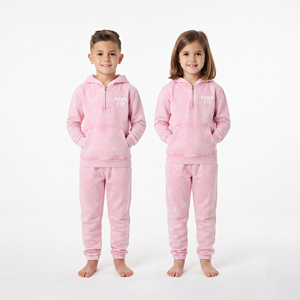 Custom Printed Kids Acid Wash Half Zip <b>Hoodie</b> Tracksuit Regular Fit Cotton Jogger Set Unisex Casual Sportswear - Product Image 1