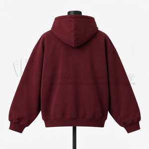 Custom Unisex Oversized Pullover <b>Hoodie</b> <b>Burgundy</b> Fleece Sweatshirt with Star Patch Pocket Streetwear <b>Hoodie</b> for <b>Men</b> - Product Image 2