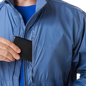 Custom Outdoor Men Lightweight Water Resistant Windbreaker <b>Jacket</b> With Chest Pocket Wholesale <b>Packable</b> Hiking Windproof Coat - Product Image 5