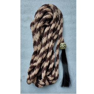 Rênes en Mecate tressées à la main, rênes de dressage, nœuds naturels et de couleur marron : Nylon marron de qualité supérieure - Cuir brut pour chevaux - Product Image 5