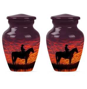 Urna Funeraria Sunset Cowboy para Cenizas, Hecha a Mano, Personalizada, Decorativa, Urna Conmemorativa Personalizable, Recuerdo de Cenizas para Hombre y Mujer - Product Image 6