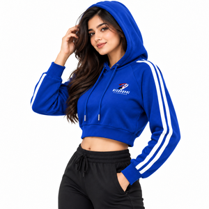 Sudadera moderna de forro polar suave con capucha corta para mujer, estilo informal y cómodo para ropa urbana. - Product Image 6