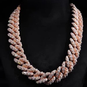 Custom 20mm Miami Croc Link <b>Chain</b> 14K Solid Gold 925 Silver Round Cut Moissanite Diamond Fully <b>Iced</b> <b>Out</b> Heavy Statement Necklace - Product Image 1