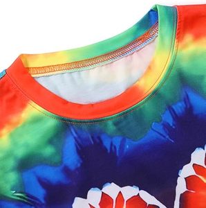 Camiseta de Moda con Diseño Único y Popular, Personalizada OEM, Tie Dye, Cuello Redondo, Manga Corta, 100% Algodón, Informal, para Mujer, en Venta - Product Image 6