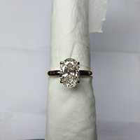 Cincin pertunangan solitaire klasik berlian oval 3 karat hasil lab, emas 14 karat, hadiah wanita, tren terbaru