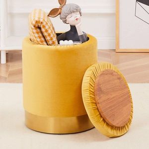 Pouf contenitore moderno da 23Qt con base in metallo, poggiapiedi in velluto, sgabello multifunzionale per toeletta, sedia con seduta ottimale - Product Image 6