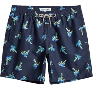 Shorts de bain pour hommes en polyester tissé avec bordure contrastante, imprimé AOP, élastique en nylon, séchage rapide, décontracté, fournisseur du Bangladesh - Product Image 3
