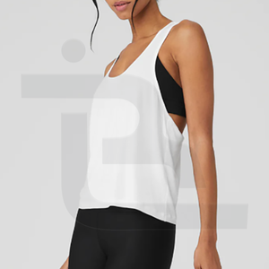 Femmes sans manches sport longue respirante séchage rapide athlétique Yoga Camisole réservoir dentelle décoration toile creuse couleur personnalisée - Product Image 3