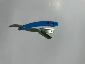 Maquinilla de Afeitar de Acero Inoxidable con Mango de Acero Azul, de Una Sola Hoja, para Uso Facial Masculino, No Desechable - Product Image 2