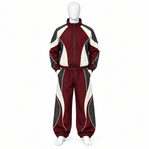 Survêtement unisexe en nylon léger coupe-vent grande taille pour homme, ensemble 2 pièces streetwear avec veste zippée - Product Image 5