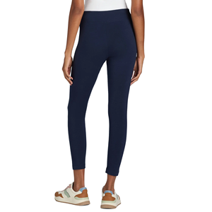 Leggings de sport pour femme, taille haute, longueur intégrale, couleur unie, extensibles, tricotés, bleu marine, pour yoga et gym - Product Image 3