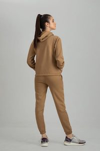 Ensemble de survêtement 2 pièces en molleton épais et écologique pour femme, avec logo personnalisé Crescent Wear, style streetwear hiver, comprenant un sweat à capuche et un pantalon de jogging - Product Image 2