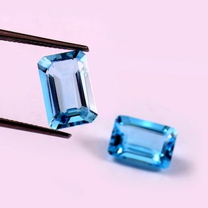 Topacio Azul Cielo Natural 6x8mm Corte Octogonal Facetado Calibrado Piedra Preciosa Suelta Certificada para Joyería Proveedor Mayorista - Product Image 4